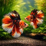 Betta spl. male Nemo long tail — betta fish temperature — Betta Fighter fish UK — pair in a planted aquarium - view 2