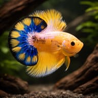 Halfmoon Plakat male Betta (Betta splendens) in planted aquarium, hero view — representative image - view 2