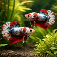Betta spl. male plakat mix — betta fish temperature — Betta Fighter fish UK — pair in a planted aquarium - view 2