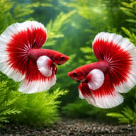 Betta spl. male SuperDelta big ears mix — betta fish temperature — Betta Fighter fish UK — pair in a planted aquarium - view 2