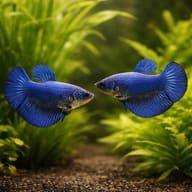 Betta spl. female SuperDelta blue XL — pair in a planted aquarium — representative image - view 2