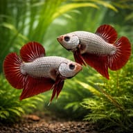Betta spl. male dragon plakat XL — pair in a planted aquarium — representative image - view 2