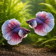 Betta spl. male halfmoon big ears XL — pair in a planted aquarium — representative image - view 2