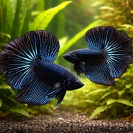 Betta spl. male halfmoon black orchid XL — pair in a planted aquarium — representative image - view 2