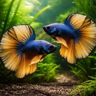 Betta spl. male SuperDelta mustard XL — pair in a planted aquarium — representative image - view 2