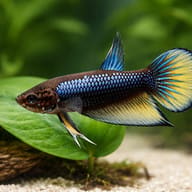 Betta spl. male Wild Imbellis yellow tail L — close view showing fin and scale detail — representative image - view 4