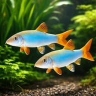 Blue Botia, Orange-Finned L — pair in a planted aquarium — representative image - view 2