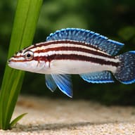 Dickfeld's Julie with rocks and plants for scale (Julidochromis dickfeldi) — representative image - view 4