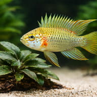 Blue Cheek Dwarf Cichlid — close view showing fin and scale detail — representative image - view 4