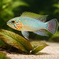 Blue Head Dwarf Cichlid — close view showing fin and scale detail — representative image - view 4