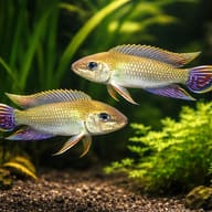 Blue Kongo Cichlid pair in a planted soft-water aquarium — representative image - view 2