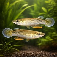 Pair of Blue Panchax Killifish (Aplocheilus panchax) in a planted aquarium — representative image - view 2