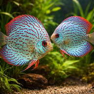 Illustration of two Brilliant Turquoise-type discus; not a pair or quantity promise - view 2