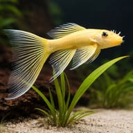 Gold Longfin Bristlenose Pleco — Bristlenose Pleco — Catfish cory pleco — close view showing fin and scale detail - view 4