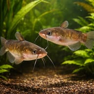 Brown Bullhead (Ameiurus nebulosus) — pair in a planted aquarium — representative image - view 2