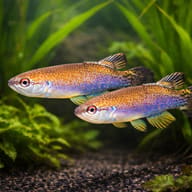 Green/Brown Rivulus (Rivulus cylindraceus) pair in a covered planted killifish setup — representative image - view 2