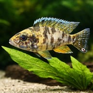 Orange Blanche Pecock Cichlid close view showing fin and scale detail — representative image - view 4