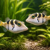 Illustrative two-fish Valentini Puffer (Canthigaster valentini) scene - view 2