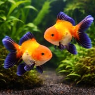 Carassius auratus l.f. oranda red black — pair in a planted aquarium — representative image - view 2