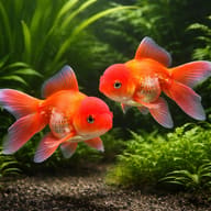 Carassius auratus l.f. red oranda — pair in a planted aquarium — representative image - view 2