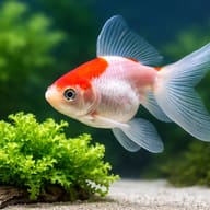 Carassius auratus l.f. red white ryukin — close view showing fin and scale detail — representative image - view 4