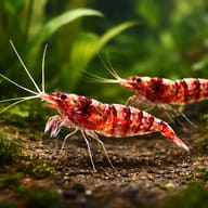 Caridina sp. purple zebra 1 — pair in a planted aquarium — representative image - view 2