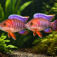 Chiloelo Peccock Cichlid — pair in a planted aquarium — representative image - view 2