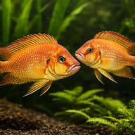 Compressed Cichlid Red — pair in a planted aquarium — representative image - view 2