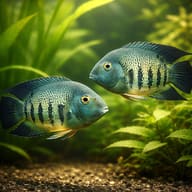 Convict Fish (Heros severum) — pair in a planted aquarium — representative image - view 2