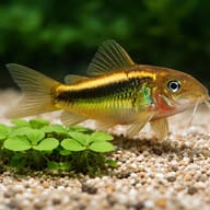 Gold Laser Cory (CW010) beside aquarium plants, representative illustration — representative image - view 4