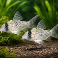 Corydoras sp. aff. sychri C53 longnose catfish on smooth sand in a planted aquarium - planted aquarium view - view 2