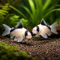 Two Masked Corydoras (Hoplisoma metae) over a planted aquarium substrate — representative image - view 2