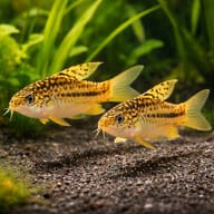 Corydoras sp. yellow cat 3 — pair in a planted aquarium — representative image - view 2