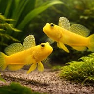 Yellow prawn-goby - Marine Aquarium Livestock — Cryptocentrus Cinctus Goby Fish for UK Aquariums — pair in a planted aquarium - view 2