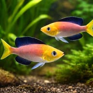 Cyprichromis lept. jumbo yellow 4 — pair in a planted aquarium — representative image - view 2