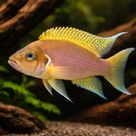 Daffodil Cichlid in a rocky Lake Tanganyika-style aquarium — representative image - view 1