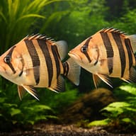 Datnioides qadrifasciatus 4 — pair in a planted aquarium — representative image - view 2
