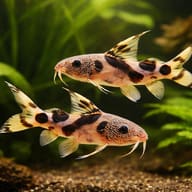 Decorated Upside-Down Catfi — pair in a planted aquarium — representative image - view 2