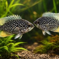 Diamond Sunfish (Enneacanthus gloriosus), Banded Sun — pair in a planted aquarium — representative image - view 2