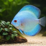 Discus blue diamant — close view showing fin and scale detail — representative image - view 4