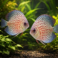 Discus red pearl — pair in a planted aquarium — representative image - view 2