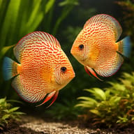 Discus red snake skin — pair in a planted aquarium — representative image - view 2