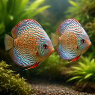 Discus royal blue — pair in a planted aquarium — representative image - view 2