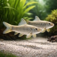 Two illustrative Garra rufa grazing in a planted river-style aquarium — representative image - view 2