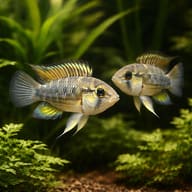 Cruzi Dwarf Cichlid (Apistogramma cruzi) pair in a planted aquarium - view 2