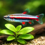 Illustration of a Dwarf Pencilfish in a shaded planted freshwater aquarium - view 4