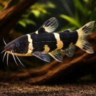 Asian Bumblebee Catfish (Pseudomystus siamensis) in driftwood aquarium scene — representative image - view 1