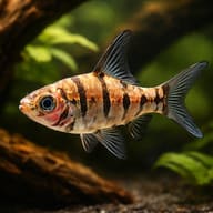 Eight-Banded Barb Eirmotus octozona among driftwood and low light — representative image - view 1