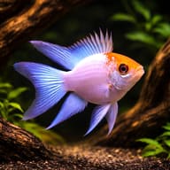 Electric Blue Balloon Ram Pair (Mikrogeophagus ramirezi) driftwood aquarium view - view 2