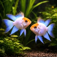 Electric Blue Balloon Ram Pair (Mikrogeophagus ramirezi) planted pair view - view 3